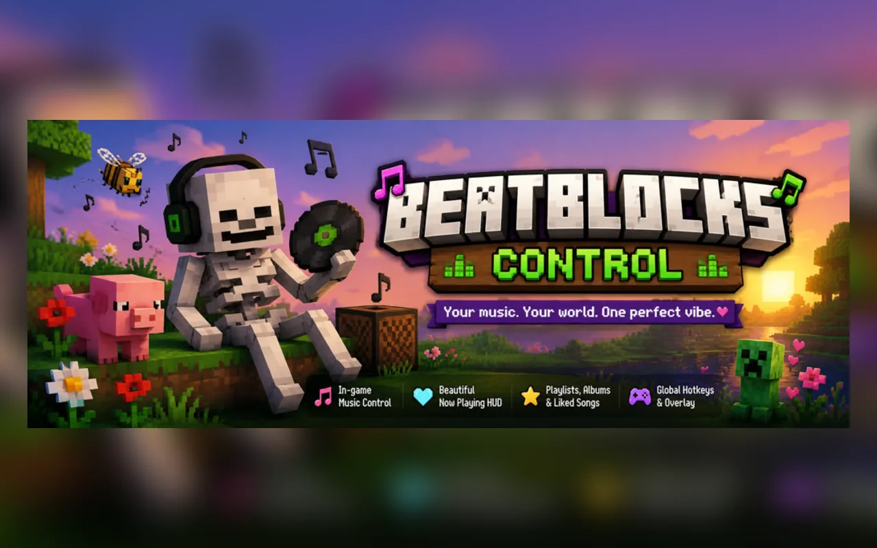 BeatBlocks Control banner with a headphone-wearing skeleton